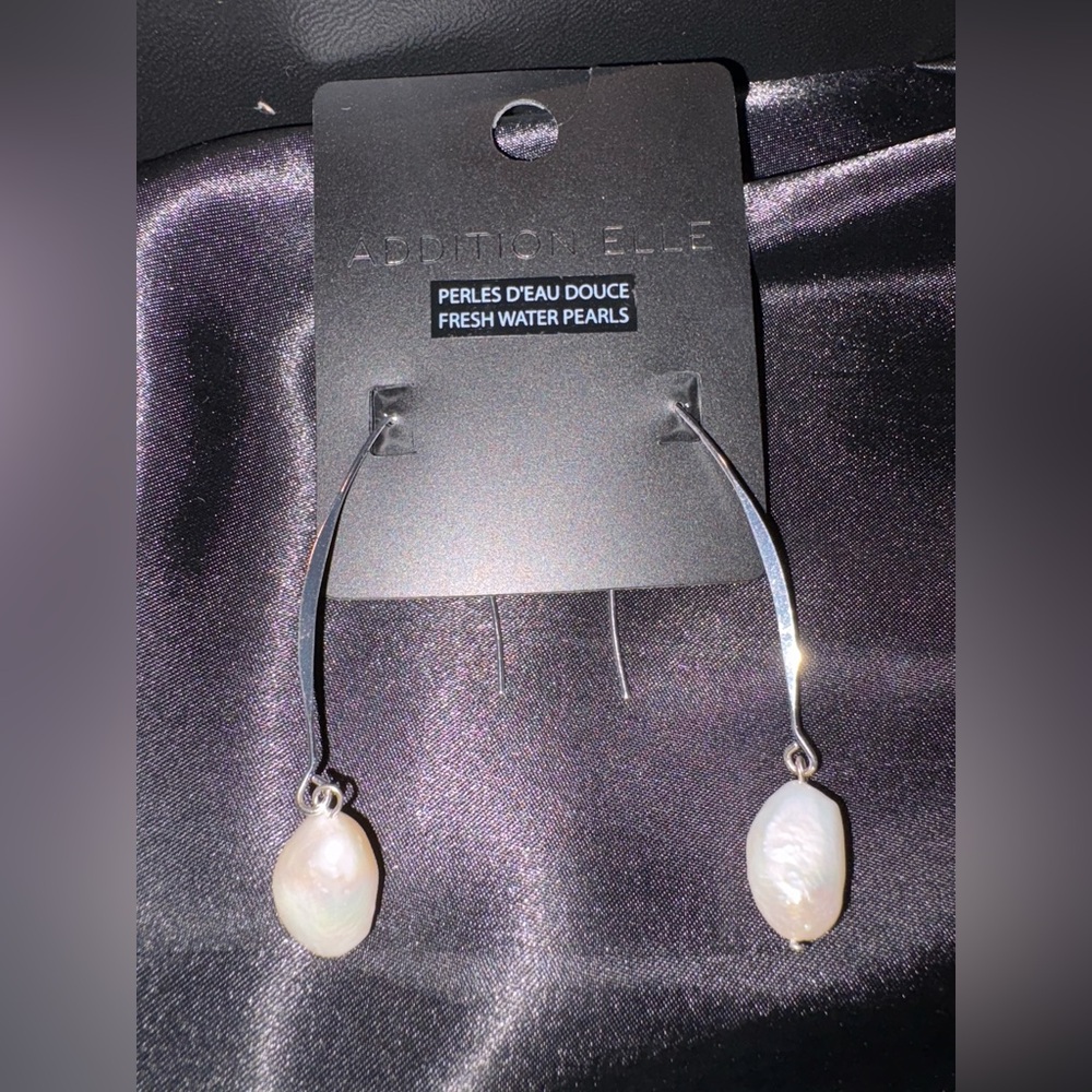 Addition Elle Silver and White Pearl Earrings